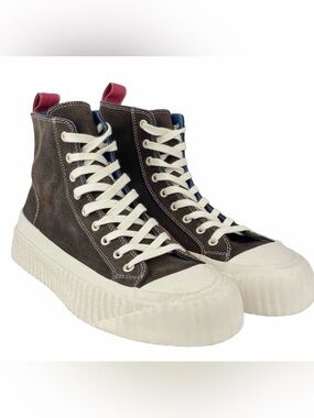 Zara High Top Sneakers Brown Off White Lace Up Chunky Sole Shoes Mens Size 43 EU